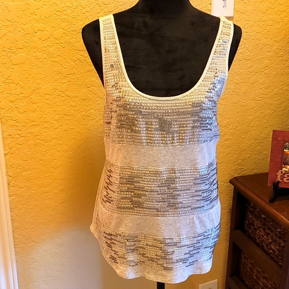 Silver sequin‎ Express tank top